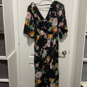 Black with floral design jumpsuit